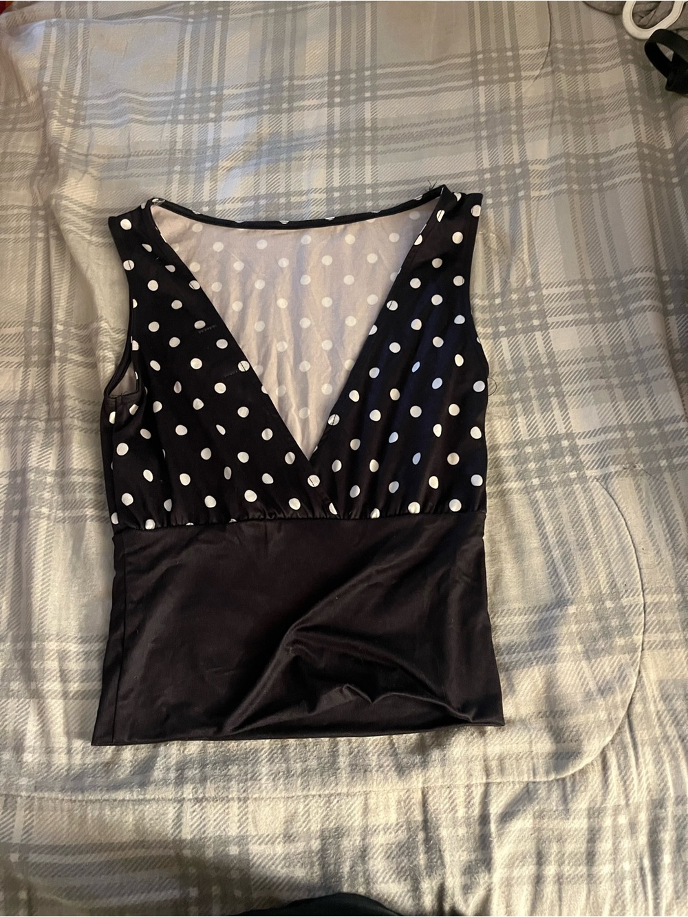 J for Justify Black & White Polka Dot V-Neck Camisole